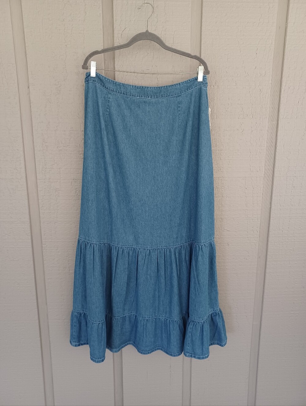 Spell Bombshell Patchwork Maxi Skirt Size XXL Cotton High Rise Boho Chambray - Picture 5 of 12
